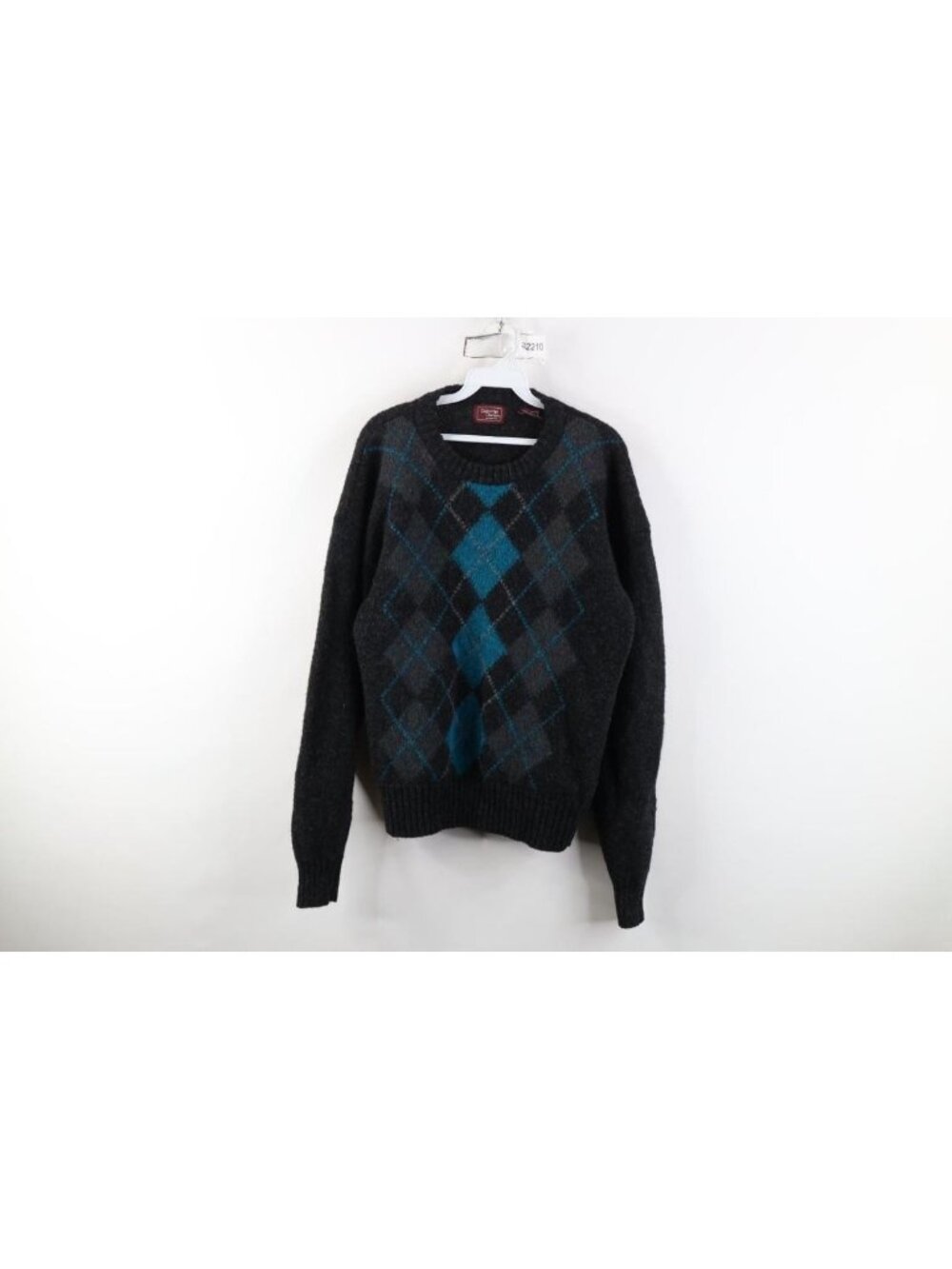Vintage 90s Streetwear Womens Large Shetland Wool Knit Argyle Diamond Sweater